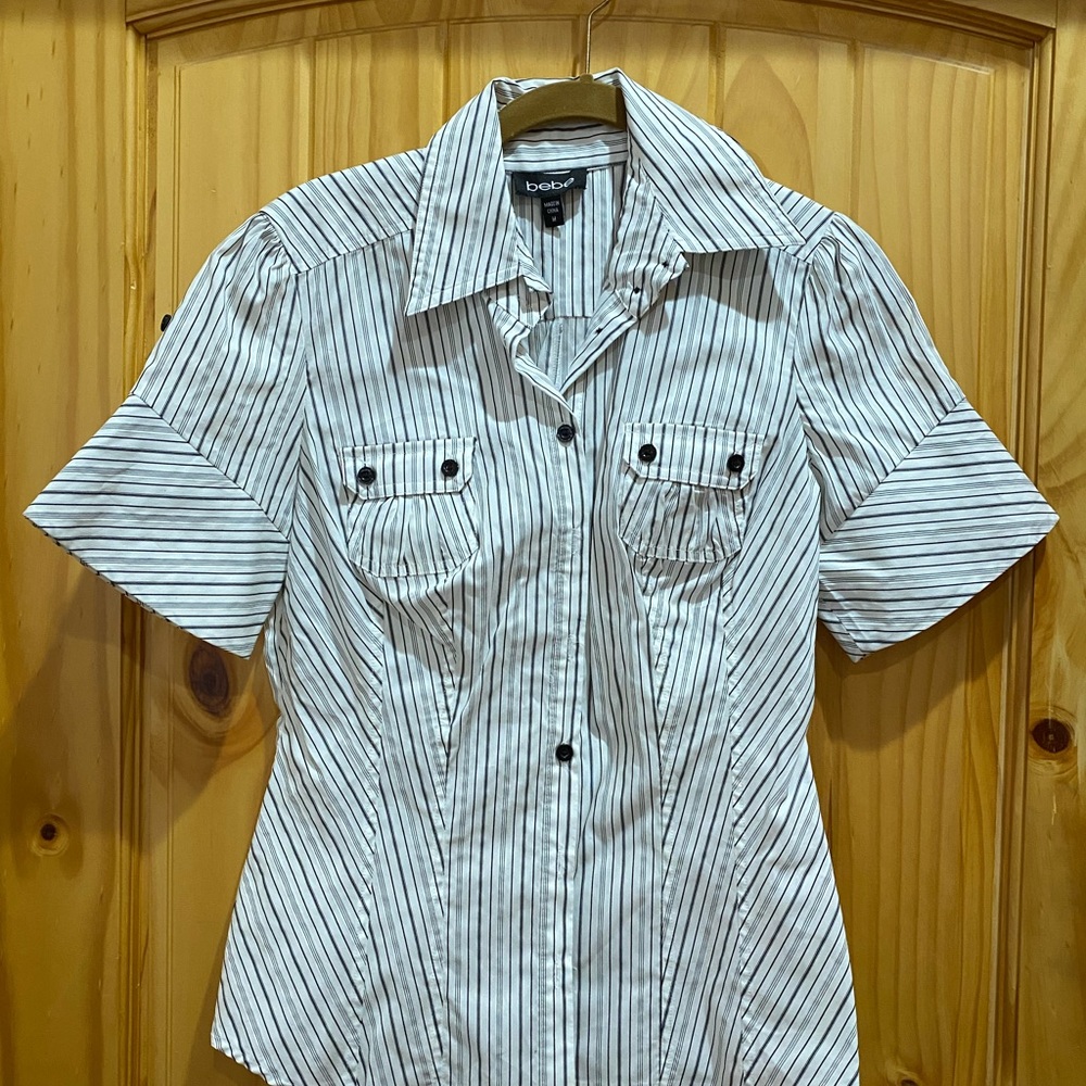 Bebe Striped Button-Up Shirt